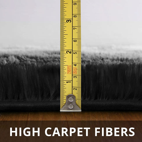 Yome Black Rug for Bedroom, Bedroom Rug, Shaggy Home Decor Floor Rug, Ultra Soft Carpet for Bedroom, Living Room, Book Room,Children Bedroom, Fluffy Rug 4 x 5.3 Feet.