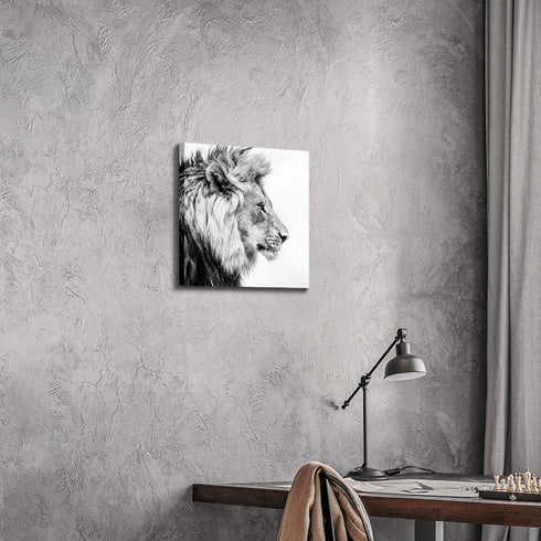 Hardy Gallery Lion Art Wall Decor Picture: Wildlife Portrait Graphic Artwork Print Painting on Wrapped Canvas (12''x12'')