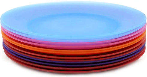 Everyday Plates set of 12 - Unbreakable and Reusable 10 inch Plastic Dinner Plates, 6 Assorted Color | Dishwasher Safe,BPA Free