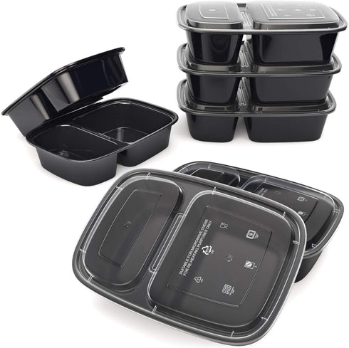 Meal Prep Container 2 Compartment 30 pack, Meal Prep Tupperware Sets with Lids, Meal Prep Containers Reusable, Food Prep Containers, Divided Food Storage Containers, BPA-free, Freezer Meal Containers