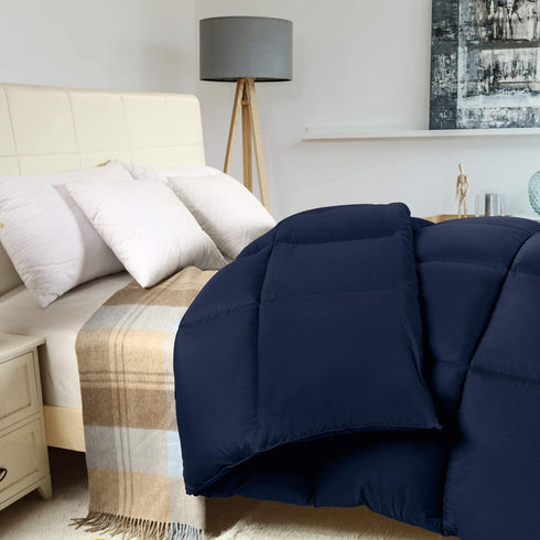 Utopia Bedding Comforter Duvet Insert - Quilted Comforter with Corner Tabs - Box Stitched Down Alternative Comforter (Twin, Navy)