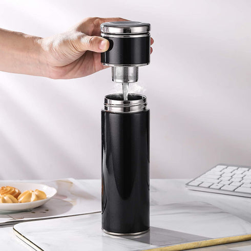ONEISALL Tea Infuser Bottle - 14oz Insulated Travel Tea Tumbler Keep Hot and Cold For Loose Leaf Tea, Coffee, Herbal, Tea Bags - Leakproof Stainless Steel Tea Mug with Infuser