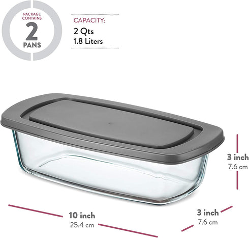 Superior Glass Loaf Pan With Cover - 2-Piece Meatloaf Pan With BPA-free Airtight Lids - Grip Handles for Easy Carry from Hot Oven To Table - Loaf Pans For Baking Bread, Cakes, Pasta.