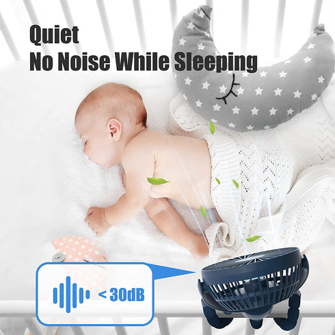 Portable Stroller Fan 60 Working Hours, Small Fan with LED Lights, 12000 Capacity Battery Operated Fan with Tripod Legs, Rechargeable USB Fan, Peloton Fan for Treadmill, Camping, Travel, Bed, Tent