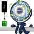 Portable Stroller Fan 60 Working Hours, Small Fan with LED Lights, 12000 Capacity Battery Operated Fan with Tripod Legs, Rechargeable USB Fan, Peloton Fan for Treadmill, Camping, Travel, Bed, Tent