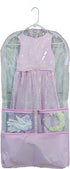 TUVAINC Clear Dance Costume Zipper Garment Bag with Multiple Pockets and Gusset with Pink Trim