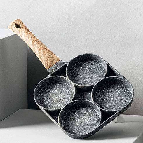 Egg Frying Pan?Non Stick Egg Cooker Pan Compatible with All Heat Sources,for Egg Burger/Breakfast Pancake Pan/Omelette?Suitable for Gas Stove & Induction cooker(four section)