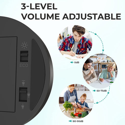 Digital Kitchen Timer, Round Magnetic Countdown Count Up Timer with Stand, Large 3'' LED Display, 3-Level Volume, Easy for Cooking, Learning, Yoga and Good for Seniors and Kids Used (Black)
