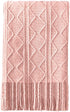 LUCIAN Knitted Throw Blankets Pink, Decorative Textured Cozy Throw, Lightweight Woven Blanket with Tassels for Couch, Bed, Sofa,Travel 50"*60",Suitable for Women Men and Kids