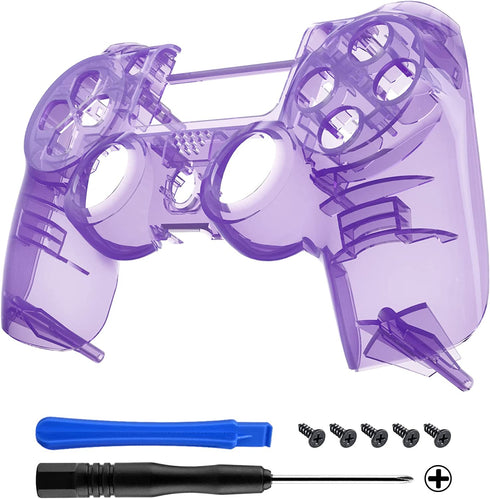 eXtremeRate Transparent Crystal Clear Purple Replacement Faceplate Front Housing Shell Compatible with ps4 Slim Pro Controller CUH-ZCT2 JDM-040/050/055 - Controller NOT Included