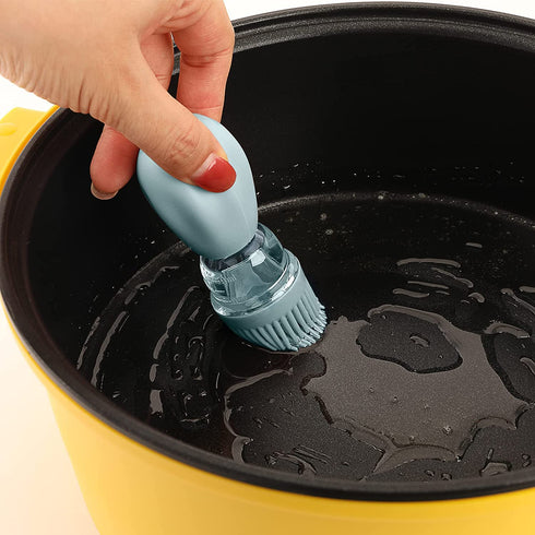 WOBILOO Glass Olive Oil Dispenser Bottle With Silicone Brush 2 In 1, Silicone Dropper Measuring Oil Dispenser Bottle for Kitchen Cooking, Frying, Baking, BBQ Pancake, Air Fryer, Marinating (1 pack) (BLUE)