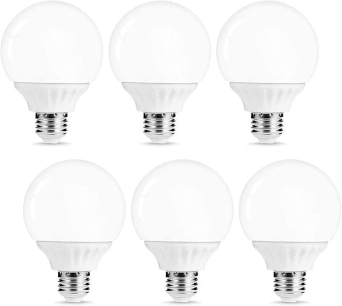 LOHAS G25 LED Bulb Vanity Light Globe Bulbs, 40W-50W Equivalent LED Makeup Mirror Lights, Soft White 3000k 6W LED 500Lm Brightness E26 Medium Base Bulb, Non-Dimmable G25 Globe Lighting for Home, 6Pack