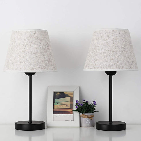 RZChome Table Lamps Set of 2, Modern Bedroom Nightstand Lamps with ON-OFF Switch and Plug in for Bedroom,Living Room,Office,Kids Room,Girls Room,Black Finish