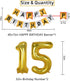 NANINUNENO 15th Gold Birthday Decorations,Gold Black Silver Happy Birthday Balloons Supplies for Boy Men Girl Women,15 Birthday Party Set with15 Gold Number Balloons Happy Birthday Banner and Whiskey Bottle Balloons