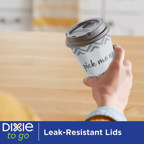 Dixie To Go Coffee Cups and Lids, 12 Oz, 26 Count, Assorted Designs, Disposable Hot Beverage Cups & Lids
