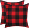 Christmas Pillow Covers- Christmas Throw Pillow Covers 18" x18" Set of 2, Decor Winter Holiday Decorative Pillow Covers, Red and Black Buffalo Check Plaid Throw Pillow Covers for Home Decor