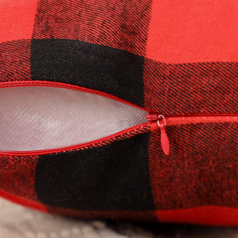 Christmas Pillow Covers- Christmas Throw Pillow Covers 18" x18" Set of 2, Decor Winter Holiday Decorative Pillow Covers, Red and Black Buffalo Check Plaid Throw Pillow Covers for Home Decor