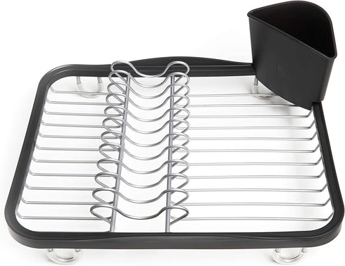 Umbra 330065-744 Sinkin Drying Rack Dish Drainer Caddy with Removable Cutlery Holder Fits in Sink or on Counter top, Medium, Black/Nickel