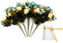 LY EMMET Artificial Rose Bouquets with Ceramics Vase Fake Rose Flowers Decoration for Table Home Office Wedding-Blue