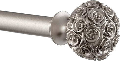 Exclusive Home Curtains ER1004-01 3672 Peony 1" Curtain Rod and Finial Set, 36"-72", Matte Silver