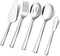 5-Piece Serving Utensils, E-far Stainless Steel Square Edge Hostess Serving Set for Buffet Party Kitchen Restaurant, Mirror Finished & Dishwasher Safe
