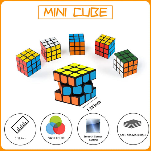 6 Pack Mini Rubix Cubes Tiny 3x3x3 Color Puzzle Cube Toys Stress Relief Party Game Toy to Boys and Girls for Favors Birthday Gifts Party Supplies