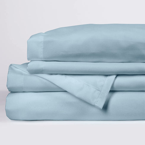 GREEN LIFESTYLE Smooth and Silky Feel Microfiber King Bed Sheet Set 1800 Thread Count Super Soft, Breathable, Wrinkle and Stain Resistant Fabric 4 Piece Spa Blue