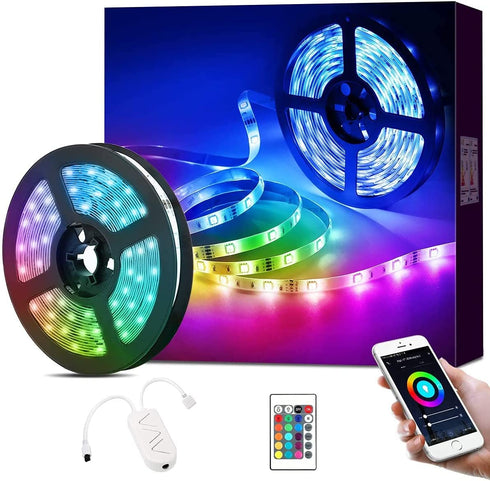 Lepro Led Strip Lights 16.4ft Smart Light Strips with App Control Remote, 5050 RGB Led Lights for Bedroom, Music Sync Color Changing Lights for Room Party
