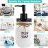 White Mason Jar Dish and Hand Soap Dispenser, 16 Ounce Glass Mason Jar with Black Plastic Pump and Stainless Steel Lid, Farmhouse Decor Rustic Kitchen Bathroom Accessories