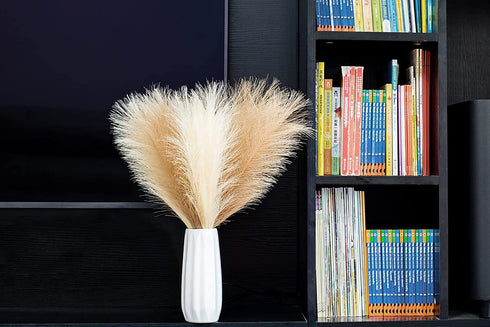 Leerui Faux Pampas Grass, Set of 6 Stems Large Tall 17'' Artificial Fake Flowers,Artificial Pampas Grass Vase-Dried Pampas Grass-Pompous Grass Branches Large
