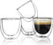 Sweese 408.101 Espresso Cups - 4 Ounce (Top to The Rim), Double-Wall Insulated Glasses - Handmade Glass - Set of 4