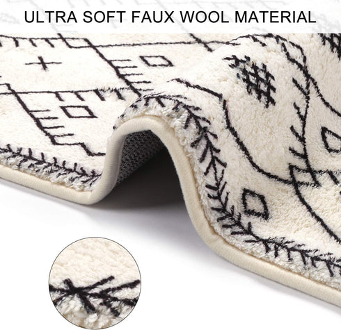 Uphome Bathroom Rugs 18x25 inch Boho Bath Mat Non-Slip Moroccan Geometric Farmhouse Bath Rug Soft Microfiber Machine Washable Floor Mats for Bathroom Tub Sink Shower