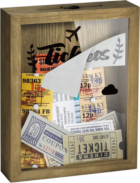 TJ.MOREE Ticket Shadow Box 8 x 10 Top Loading Shadow Box Memento Frame with Slot, Customizable DIY Box Sweet Gift, Movie Travel Sporting Events Concert Ticket Stubs - Memory Box