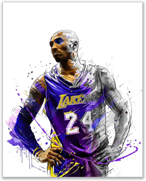 Kobe Bryant Watercolor Wall Art Decor Prints - Set Of 4 (8x10) Inch Poster Photos