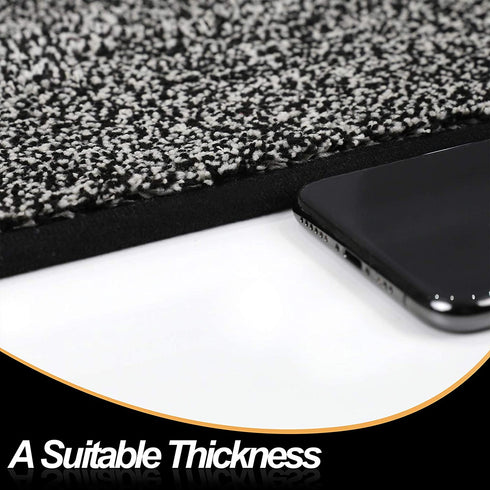 ITSOFT Non-Slip Polyester Dirt Trapper Door Mat Indoor Outdoor Entrance Rug for Front Door Super Absorbent, Machine Washable, 35 x 24 Inches Black & White