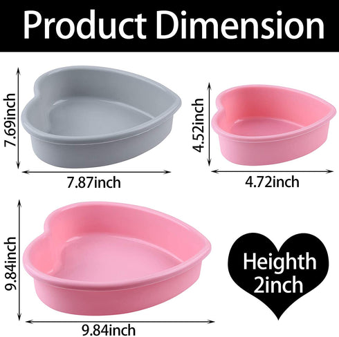 3 Pieces Heart Shaped Baking Pans?Heart Layered Cake Silicone Molds, Cake Pans for Baking, Non-Stick Heart Cake Pan Set for Layer Cake, Cheese Cake and Rainbow Cake Sold by Rhoxshy