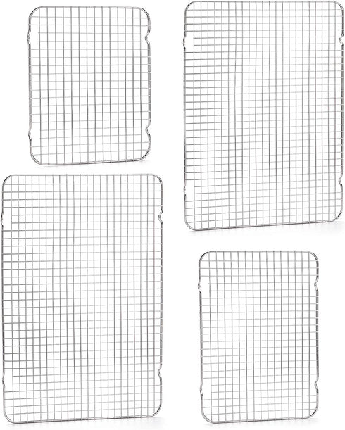 Tebery 4 Pack 304 Grade Stainless Steel Cooling Rack Set Various Size Baking Rack Grill Racks