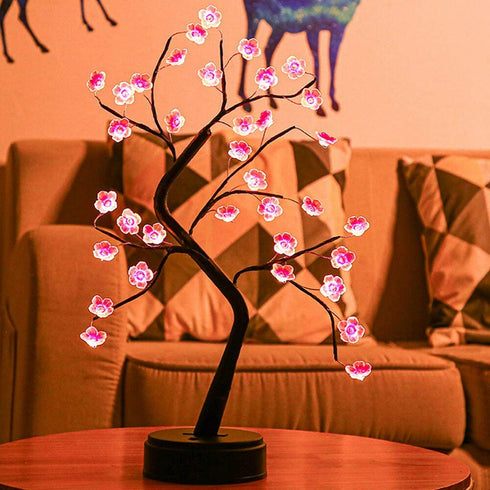 Bonsai Tree Light with Adapter Included, Tree Lamps for Living Room, Cute Night Light for House Decor, Good for Gifts, Home Decorations, Weddings, Christmas and More (Pink Cherry Blossom, 36 LED)