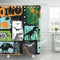 Emvency 72"x72" Shower Curtain Waterproof Bathroom Home Decor Shark Dino Pattern for Original Design with Dinosaur Grunge for Boys Kids Summer Polyester Fabric Adjustable Hooks Set