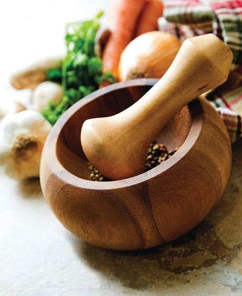 FRESCORR Gourmet Wooden Mortar and Pestle Grinder for Herbs, Spices and Kitchen Usage, | Handmade Mortar and Pestle - 3.5 inches (Acacia Wood)