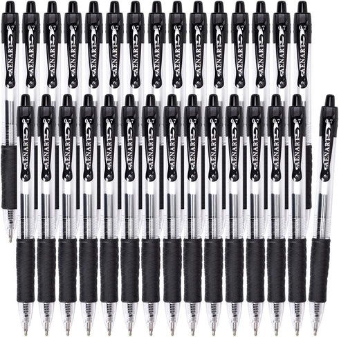 Gel Pens, 30 Pack Black Gel Pen Fine Point, Retractable Gel Ink Rollerball Pens for Smooth Writing (0.7mm)