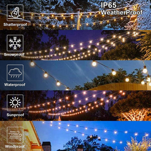 Alitade 50FT S14 LED Outdoor String Lights 18 Shatterproof Plastic Bulbs (2 Spare) for Patio,Backyard,Porch and Commercial Lighting,Warm White Light,Best for Commercial,Festival Decor,Gift