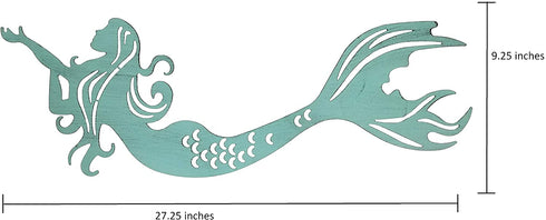 Xanter Large Blue Reversible Mermaid Metal Wall Decor (27 1/4 x 9 1/4 x 1/16 inches)