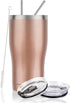 Lifecapido 20oz Tumbler, Stainless Steel Travel Tumbler, Double Wall Vacuum Insulated Tumbler with Lid and Straw, Durable Powder Coated Travel Mug, Thermal Tumbler for Cold Hot Drink, Rose Gold