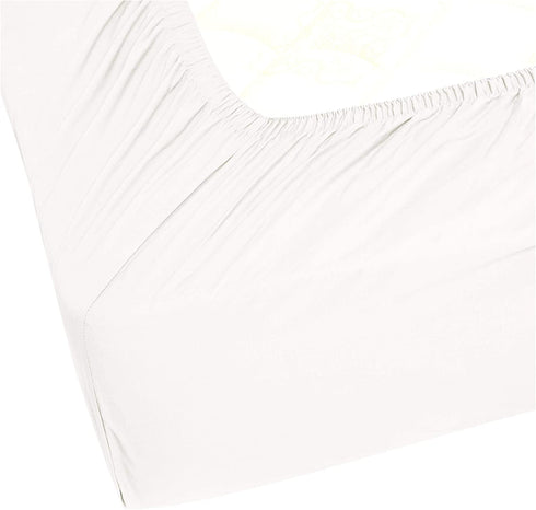 Amazon Basics Ultra-Soft Cotton Fitted Bed Sheet, Breathable, Easy to Wash, Twin XL, White