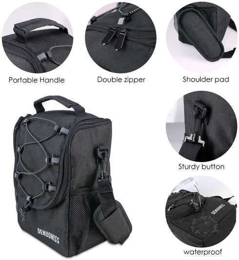 Sethruki Lunch Bag Insulated Lunch Box Lunch Shoulder Tote Bag Drinks Holder Durable Oxford Thermal Snacks Organizer for Women Men School Work Picnic Hiking Beach Fishing