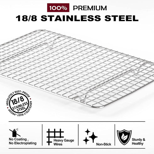 18/8 Stainless Steel, Cooling Rack for Baking with Lifting Handle, 8.5€?x 12€? Baking Rack, Oven and Dishwasher Safe, Wire Rack for Cooking, Roasting, Grilling, Fits Quarter Sheet Pan