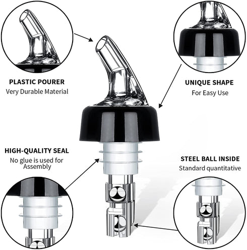 Liquor Bottle Pourers Set of 10 Wine Pourers 1oz Measured Liquor Pourers liquor Dispenser Bartender Pourer for Alcohol Tequila Cocktail Whiskey Home bar
