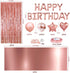 MOVINPE Rose Gold Birthday Party Decoration, Happy Birthday Banner, Rose Gold Fringe Curtain, Foil Tablecloth, Heart Star Foil Confetti Balloons, 10g Table Confetti for Women Girl Birthday Party