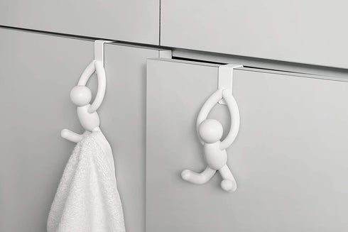 Umbra Buddy Space-Saving Over The Cabinet Storage Hooks, Kitchen and Bathroom Organizer, Set of 2, White, 2 Count